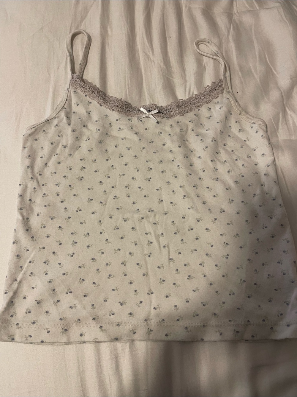 Brandy Melville tank with Tiny Floral Print and Lace Trim